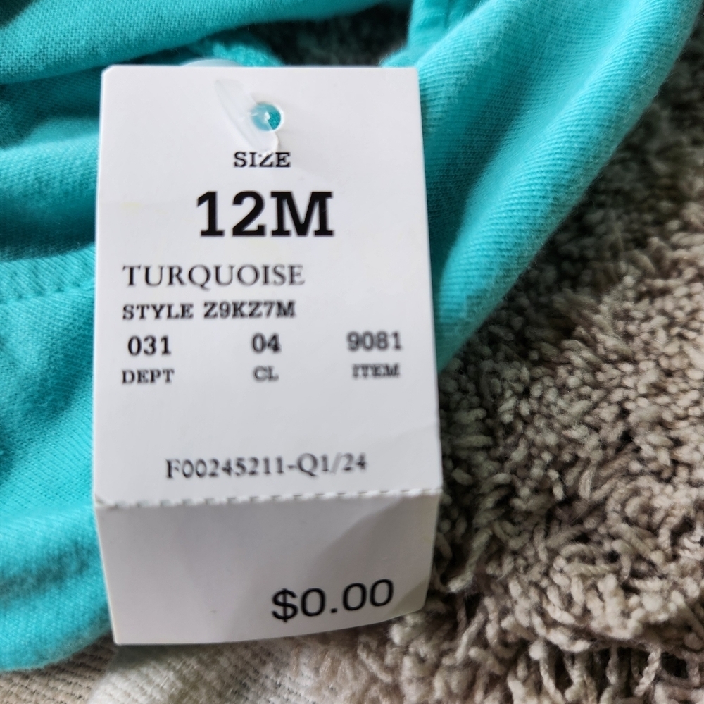 Toddler Girls' Cat & Jack Turquoise Rainbow Tulle Dress Size 12M - Picture 9 of 11